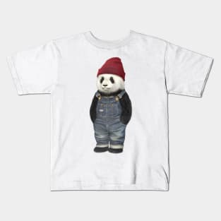 Red beenie panda Kids T-Shirt